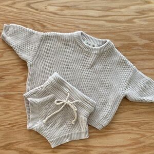 Purely little chunky knit set in oatmeal